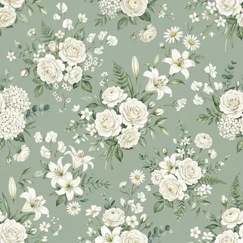 Custom White Flower Wallpaper | Tranquil & Elegant Design