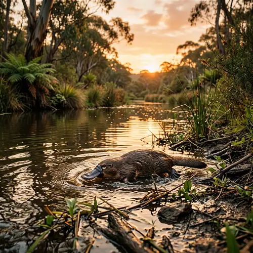 Platypus in Serene Australian Outback | Unique Semi-Aquatic Mammal