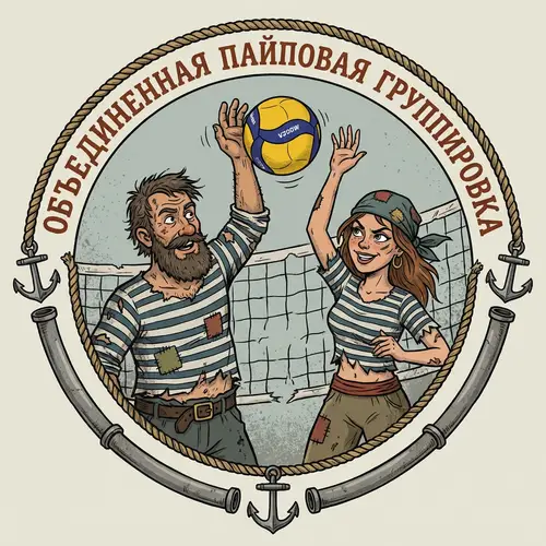 Round Logo Inspired by Captain Vrungel Characters