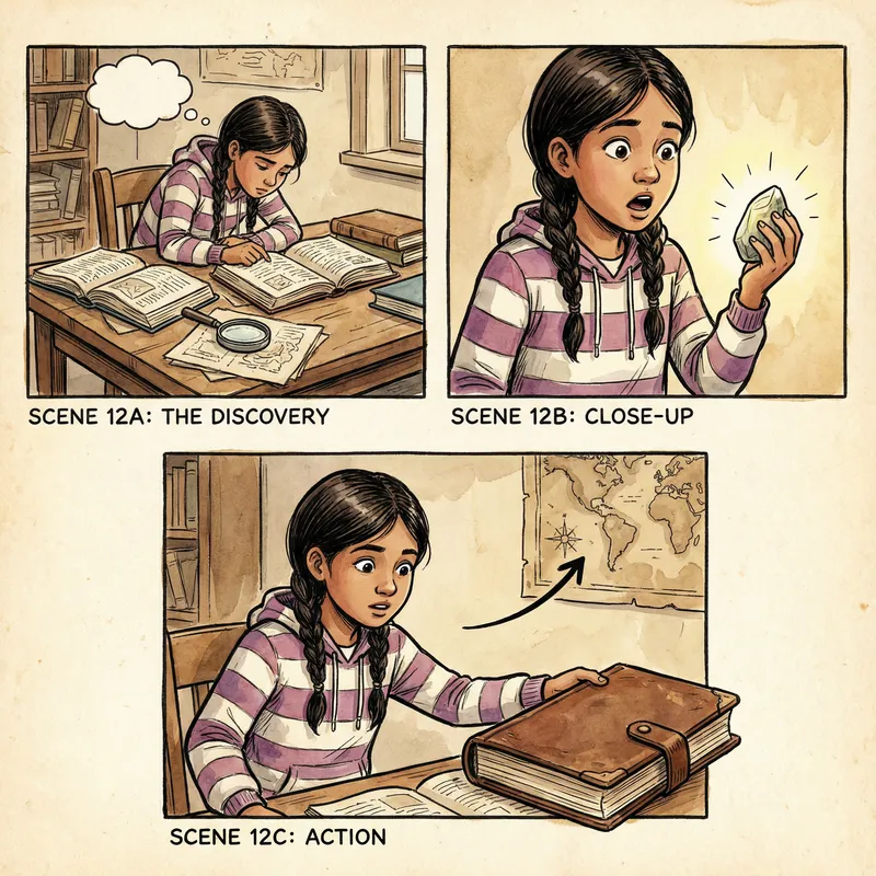 Young Hispanic Girl Sitting at Desk with Storyboard