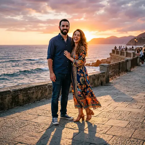 Stylish Sunset Portrait of a Man and Woman