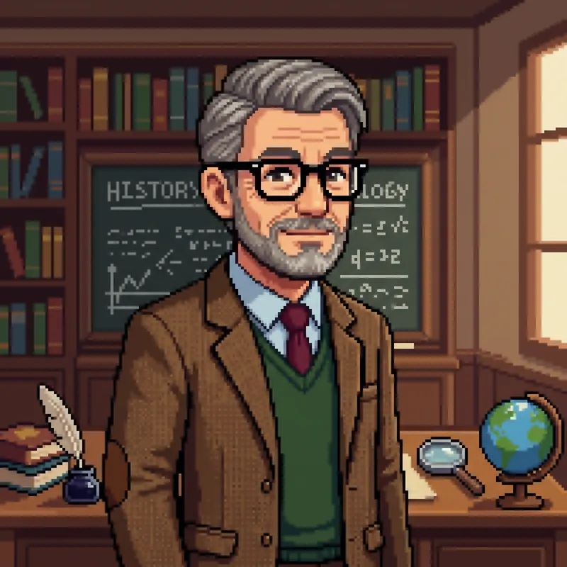 Pixel Art Grey Hair Professor with Black Glasses Pixel Art Grey Hair Professor with Black Glasses