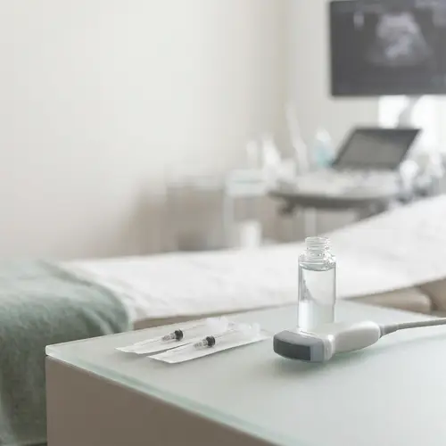 Minimalist Sports Clinic Background with Medical Instruments