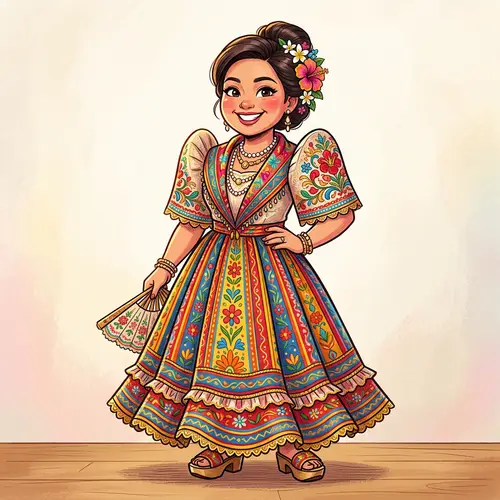 Colorful Filipina Saya Caricature | Full Body Portrait