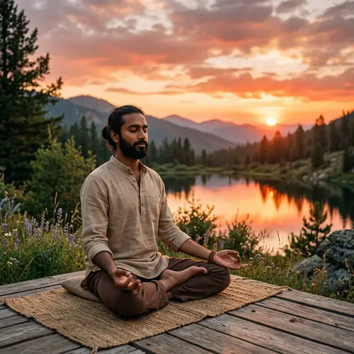 Tranquil Meditation with South Asian Individual in Nature
