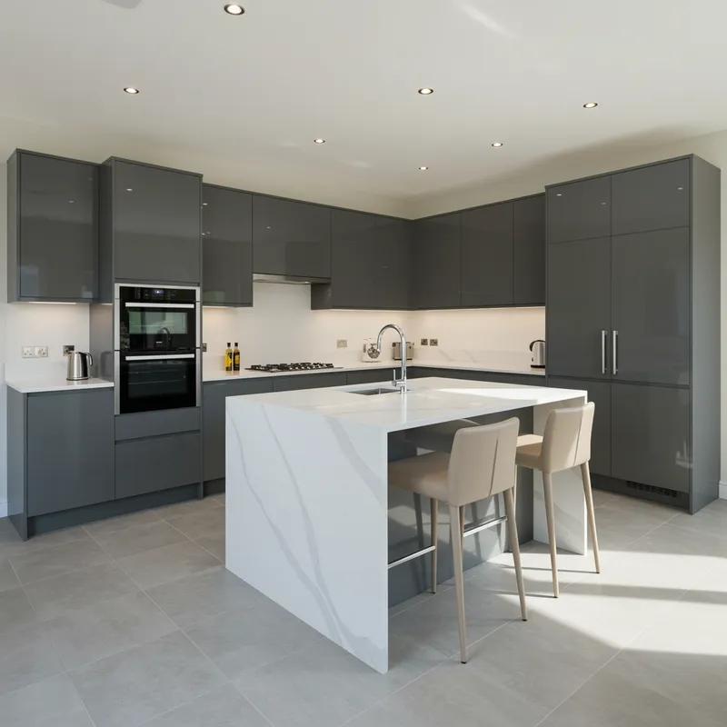 Luxurious L-Shaped Kitchen Design with a Window