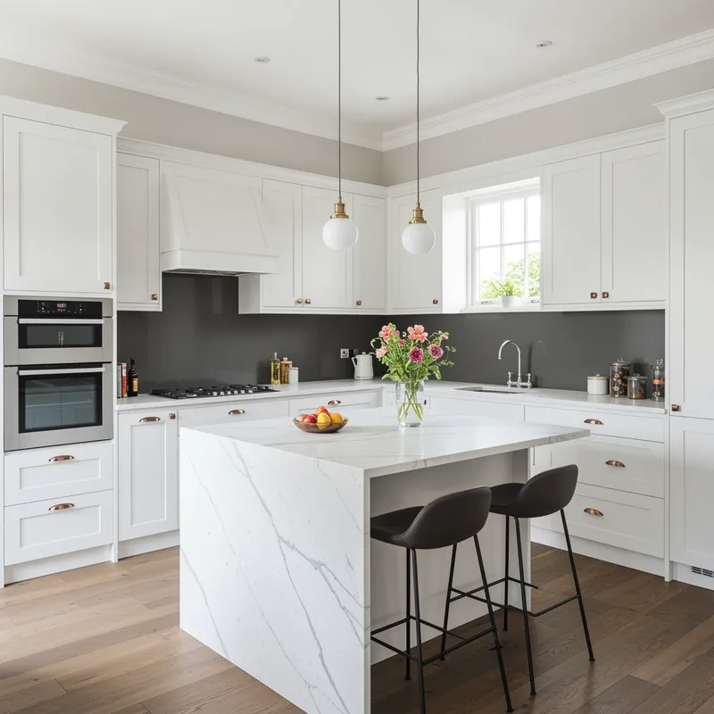 Luxury L-Shaped Kitchen with Window Design
