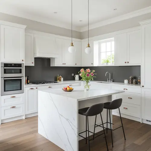 Luxury L-Shaped Kitchen with Window Design