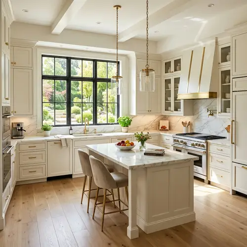 Luxurious L-Shaped Kitchen Design with a Window