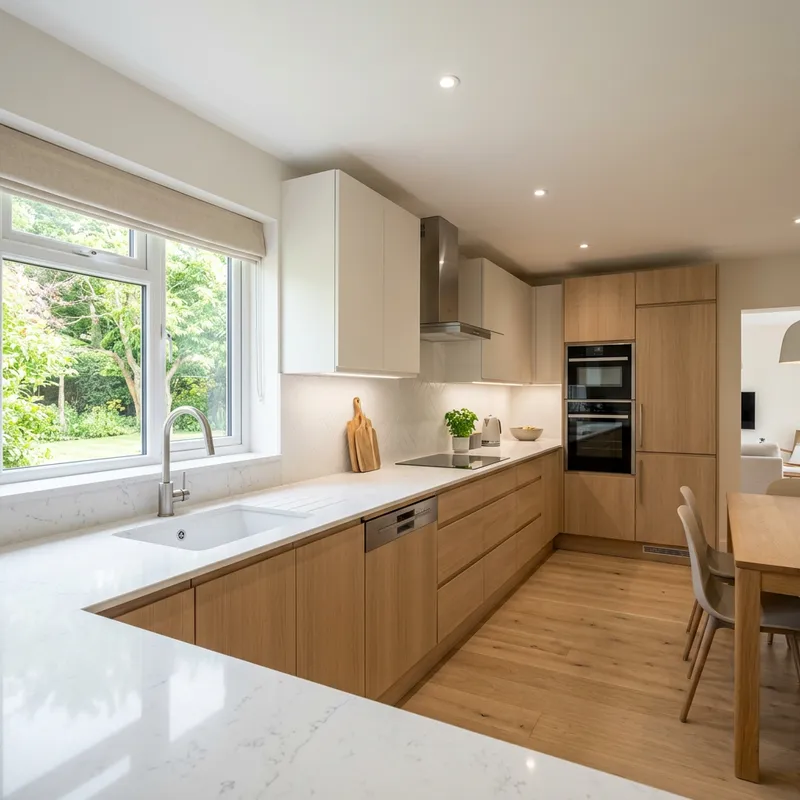 Modern L-Shaped Kitchen with Window