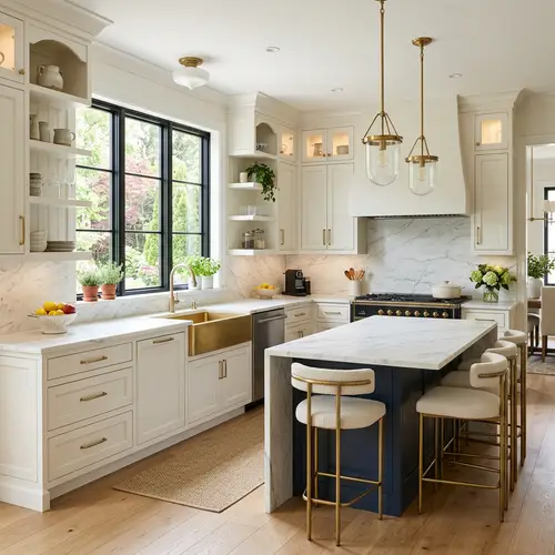 Luxury L-Shaped Kitchen with Window Design