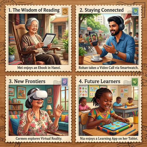 Diverse Individuals Embracing Technology