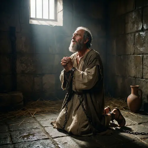 Apostle Paul Praying in Prison