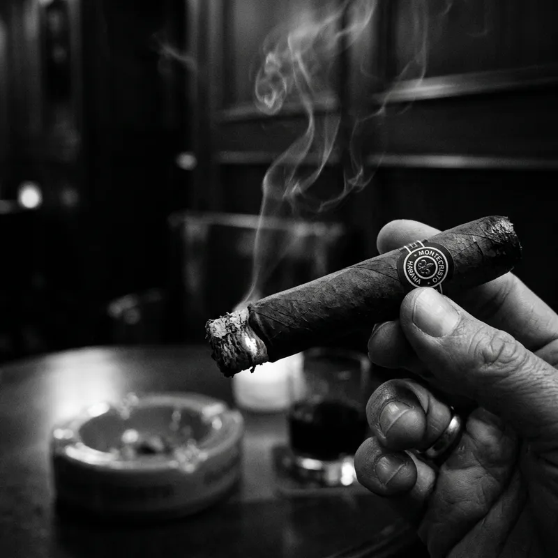 Black and White Lit Cigar - Timeless Elegance