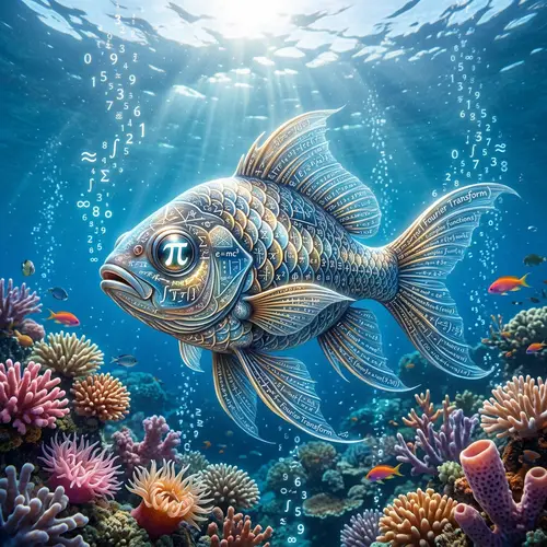 Math Fish: Surreal Fish with Glossy Scales of Mathematical Formulas