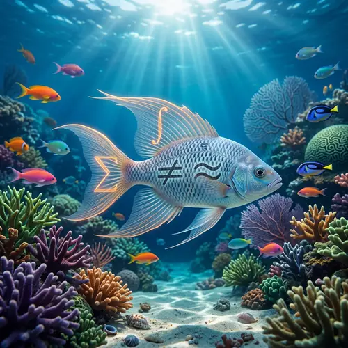 Unique Math-Inspired Fish Swimming in Vibrant Underwater Scene