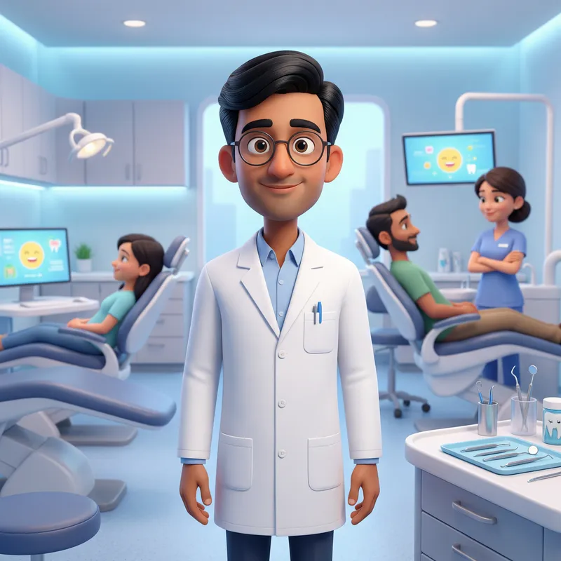 Professional Male Dentist in Modern Clinic | 3D Cartoon