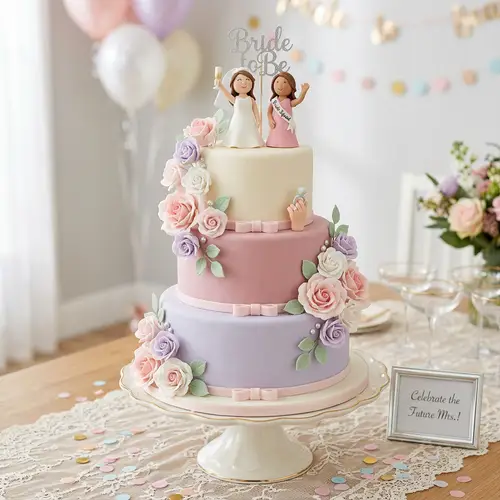 Colorful Bachelorette Party Cake with Edible Decorations