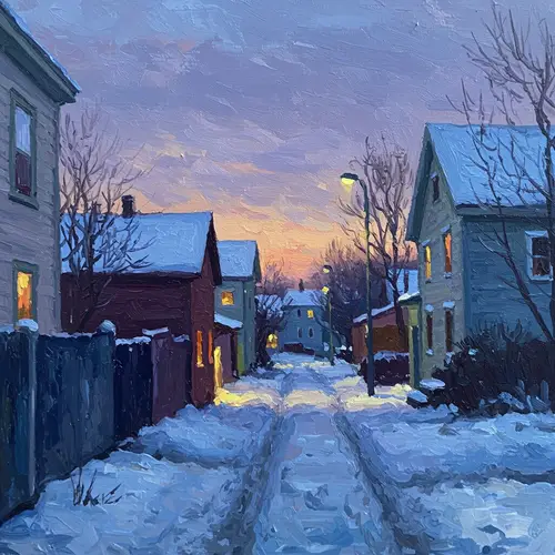 Winter Twilight Impressionist Painting