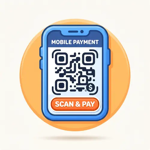 Mobile Payment QR Code Icon - Flat & Colorful Style