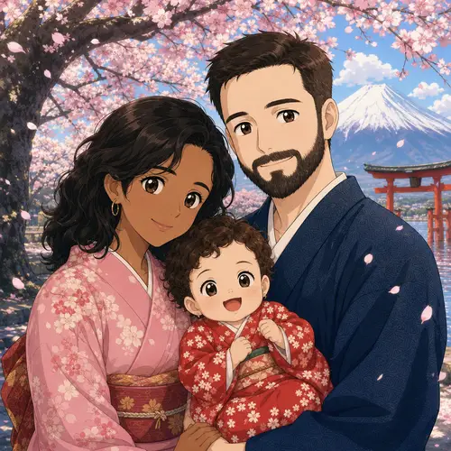 Anime Family Portrait | Studio Ghibli Inspired Art