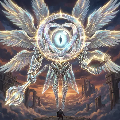 Biblical Angel Boss with Glowing Eye Rings | Game Character