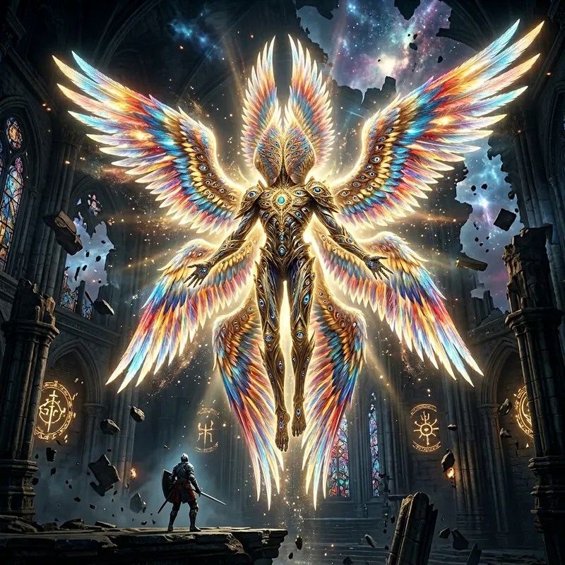 Biblical Angel Boss: Divine Being with Myriad Eyes & Six Wings