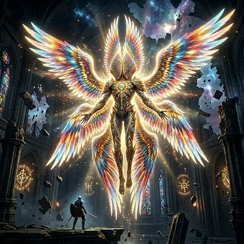 Biblical Angel Boss: Divine Being with Multitude of Eyes & Six Wings