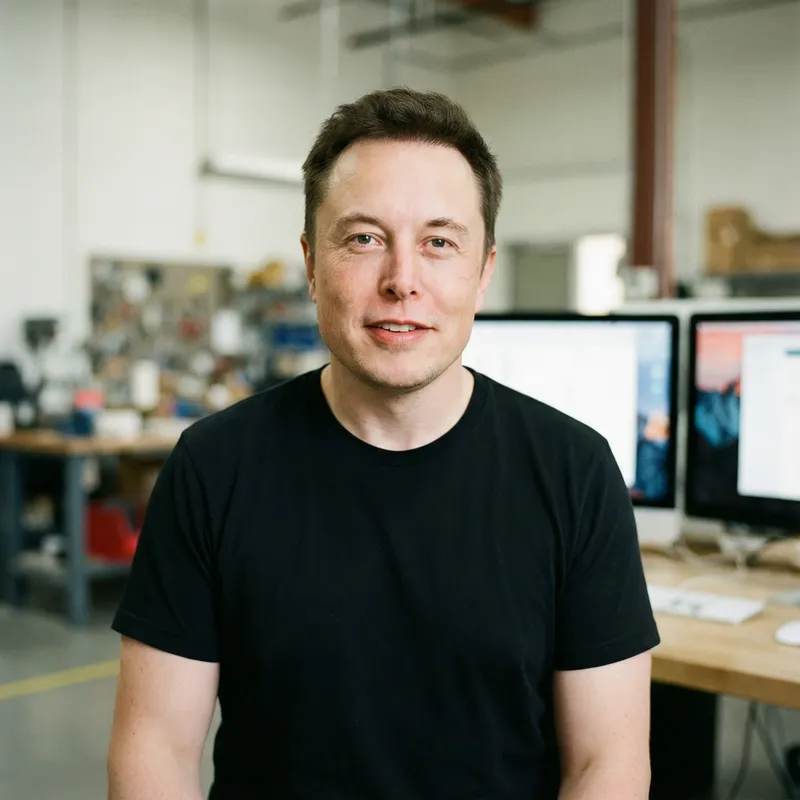Elon Musk in Black T-Shirt - Profile Picture