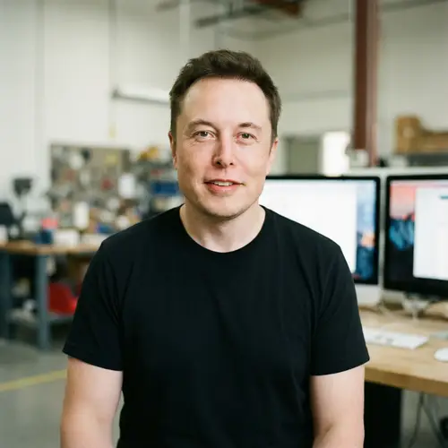 Elon Musk in Black T-Shirt - Profile Picture