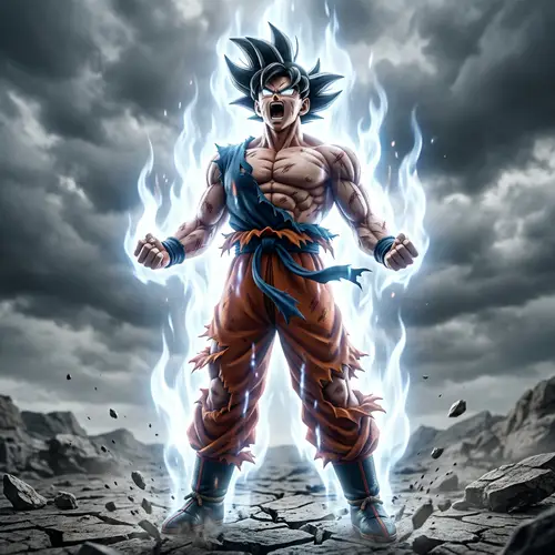 Ultra Instinct - Muscular Humanoid Warrior with Intense Power