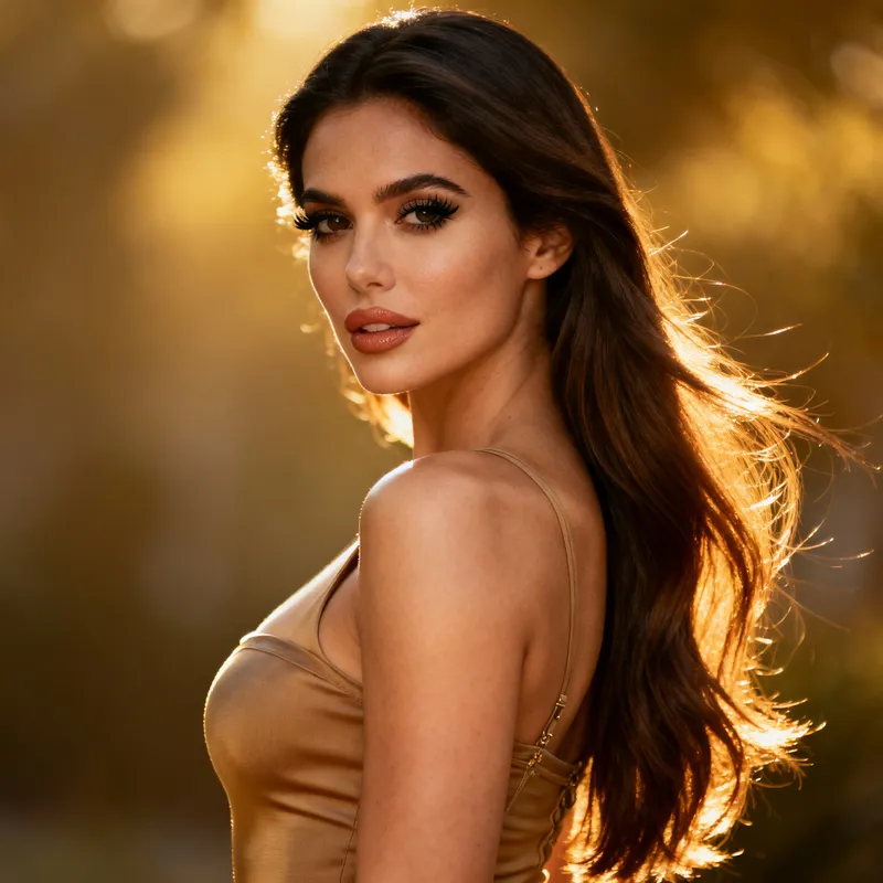 Stunning Beauty with Long Dark-Brown Hair Stunning Beauty with Long Dark-Brown Hair