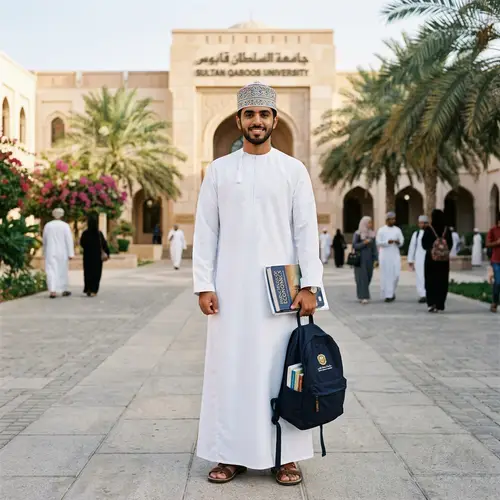 Omani Student in Dishdasha and Kummah