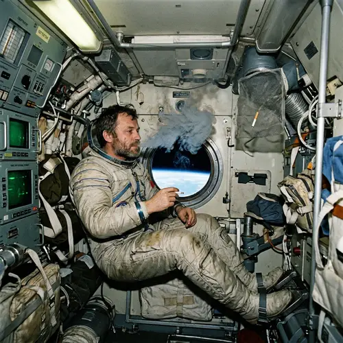 Astronaut Smoking in Space - Unique Space Art