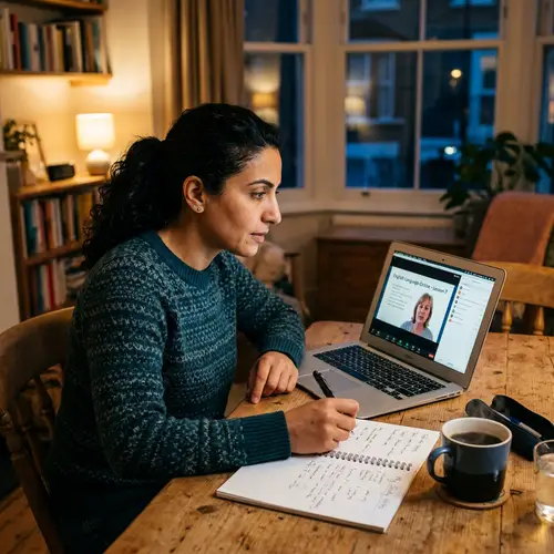 Online English Class for Adult Students | Engrossed Learning Behind Laptop