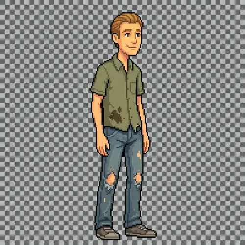 Pixel-Art Sprite of Shirt Guy - Happy & Laid-Back