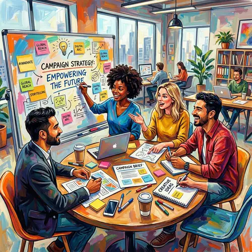 Diverse People Brainstorming Ideas with Vibrant Colors | Advertising Campaign
