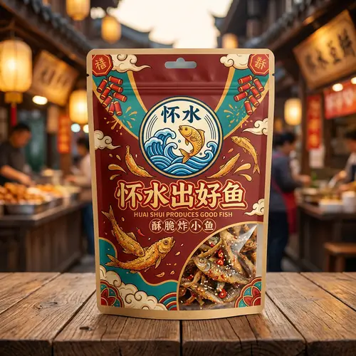 Simple and Festive Fried Fish Packaging Design