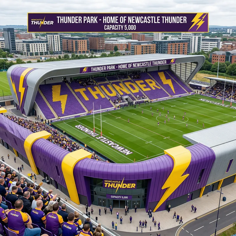 Modern 5000 Capacity Rugby Stadium for Newcastle Thunder