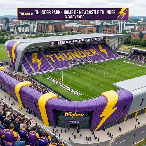 Modern 5000 Capacity Rugby Stadium for Newcastle Thunder
