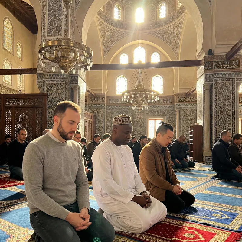 Men Praying in Stunning Mosque