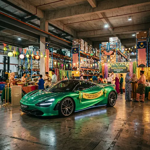 Sport Car in a Festive Warehouse