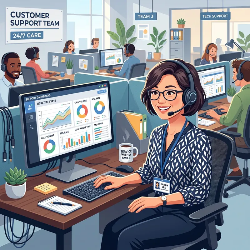 Asian Woman Call Center Employee Asian Woman Call Center Employee