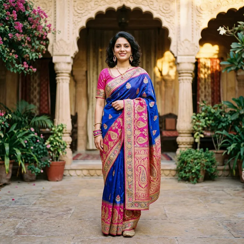 Exotic Elegance: Dannie Daniel in Saree | Vibrant Blues & Pinks