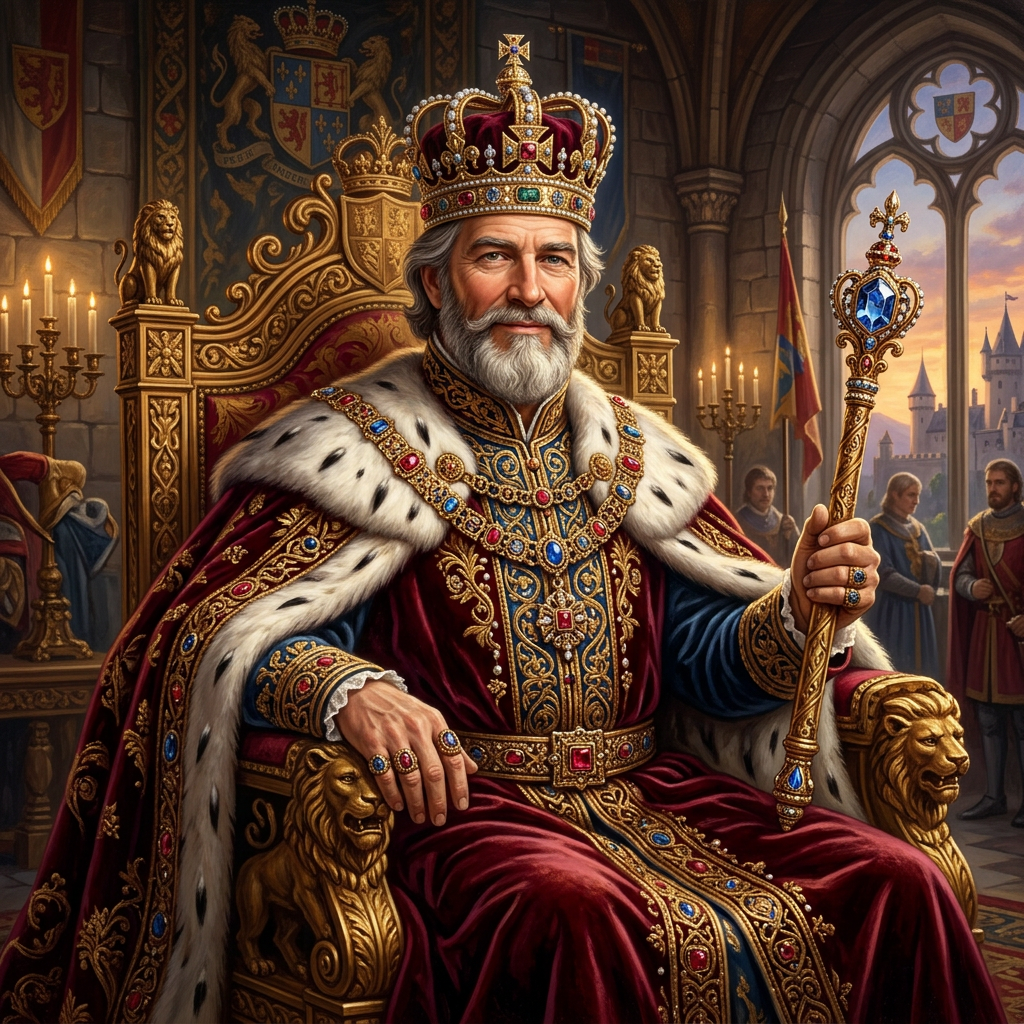 Majestic King Illustration - Monarch in Opulent Attire | AI Art