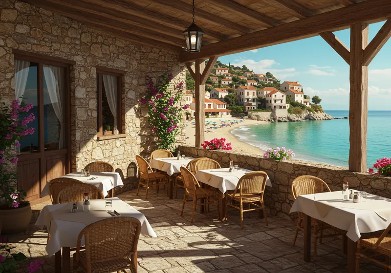 Charming Mediterranean Seaside Café Experience