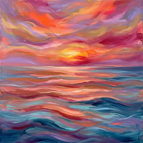 Serene Sunset Over the Ocean - Abstract Art