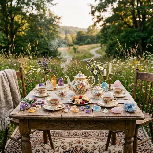 Whimsical Tea Party with Crystal Adorned Tea Set