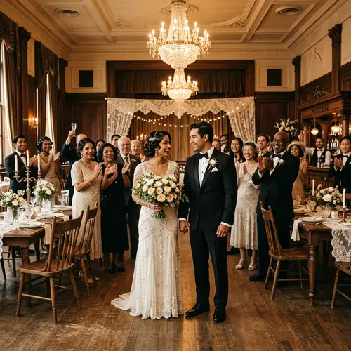Vintage Wedding Scene with Elegant Decor | 20th Century Appeal