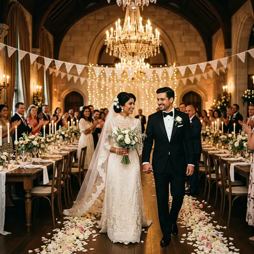 Vintage Glamour Wedding Venue with Elegant South Asian Bride & Hispanic Groom